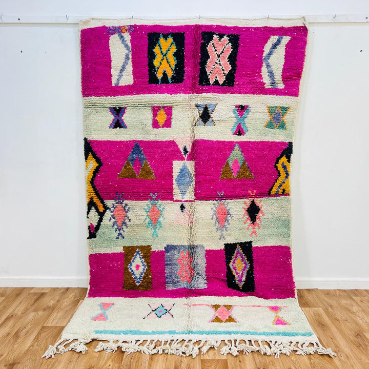 Vintage Moroccan Wool Rug – Pink Berber Abstract 641