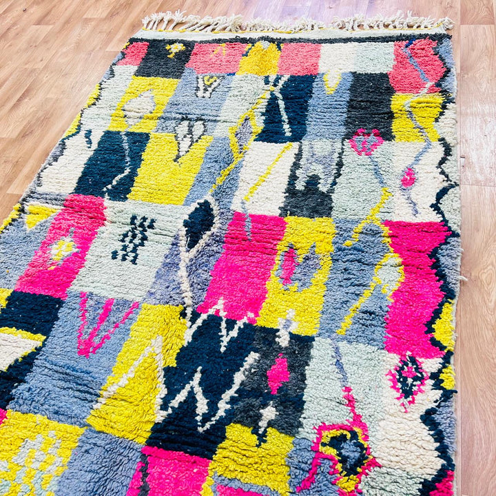 vintage moroccan berber wool rug patchwork geometric handmade