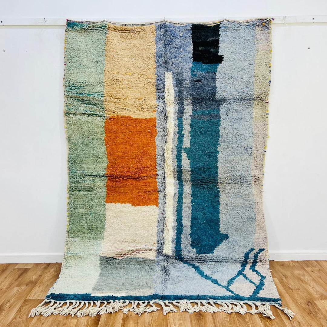 Vintage Moroccan Wool Rug – Handmade Abstract Design 717