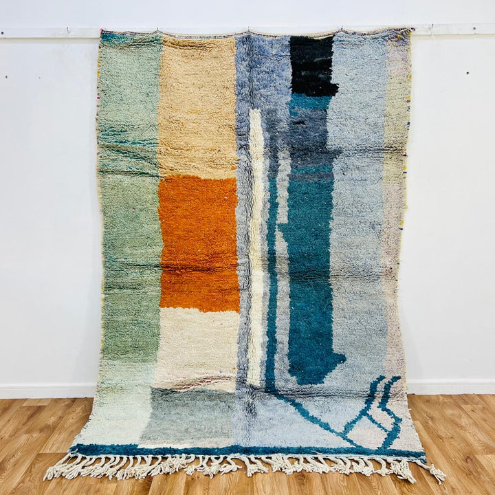 Vintage Moroccan Wool Rug – Handmade Abstract Design 717