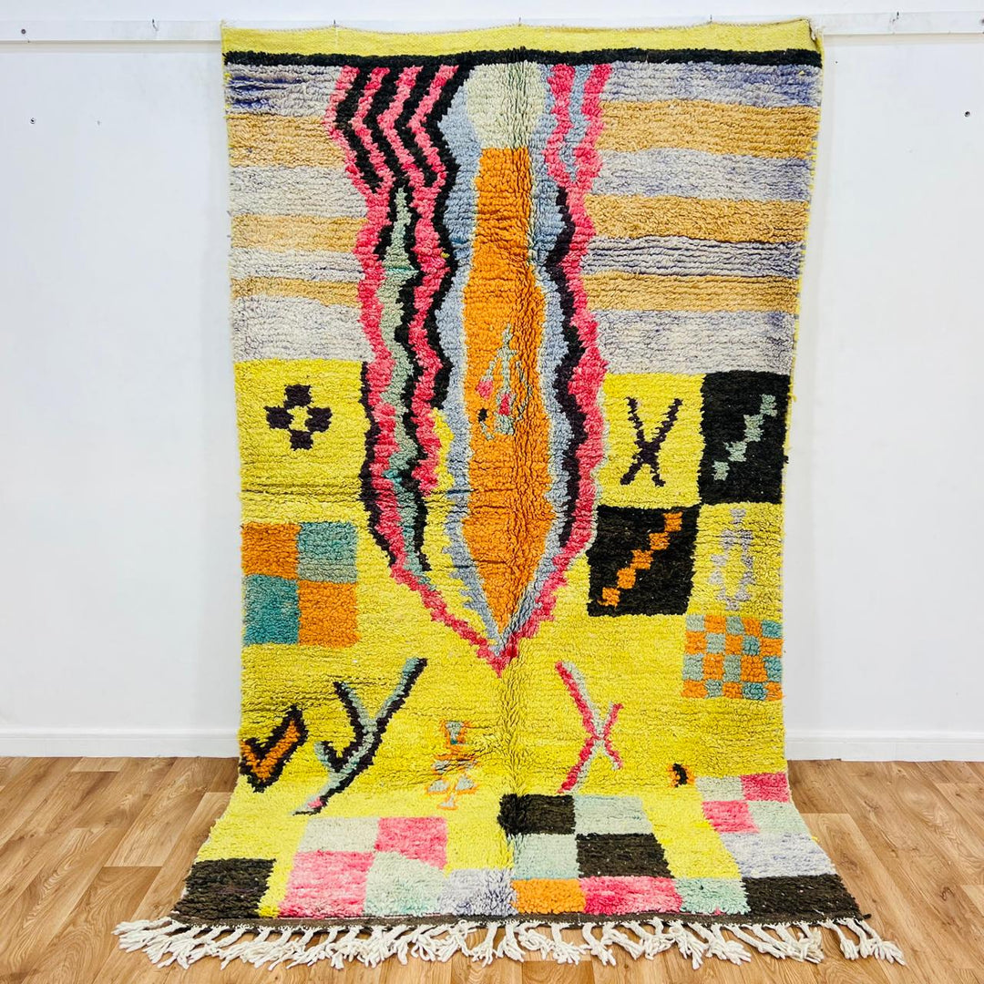 Vintage Moroccan Shag Rug – Yellow Bohemian Carpet