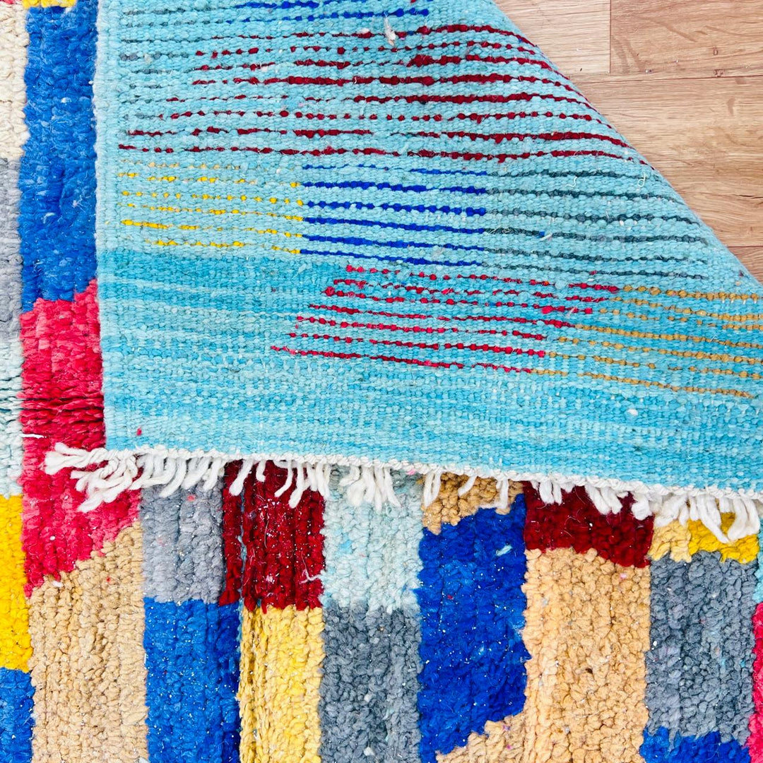 Vintage Moroccan Area Rug – Colorful Handcrafted Berber Wool Carpet