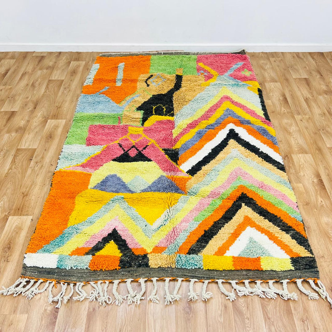 vintage moroccan berber wool rug colorful chevron handmade