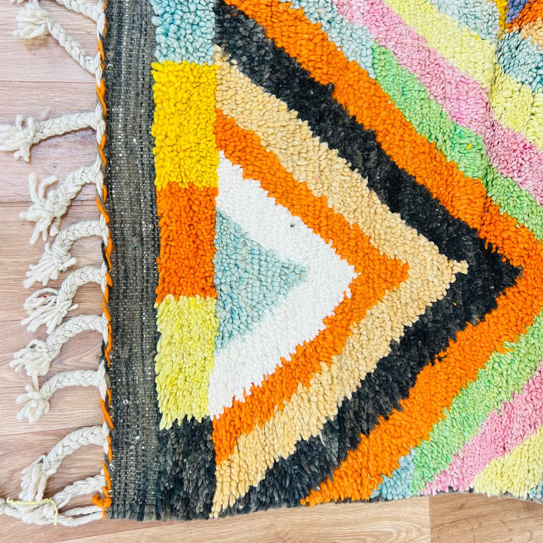 vintage moroccan berber wool rug colorful chevron handmade