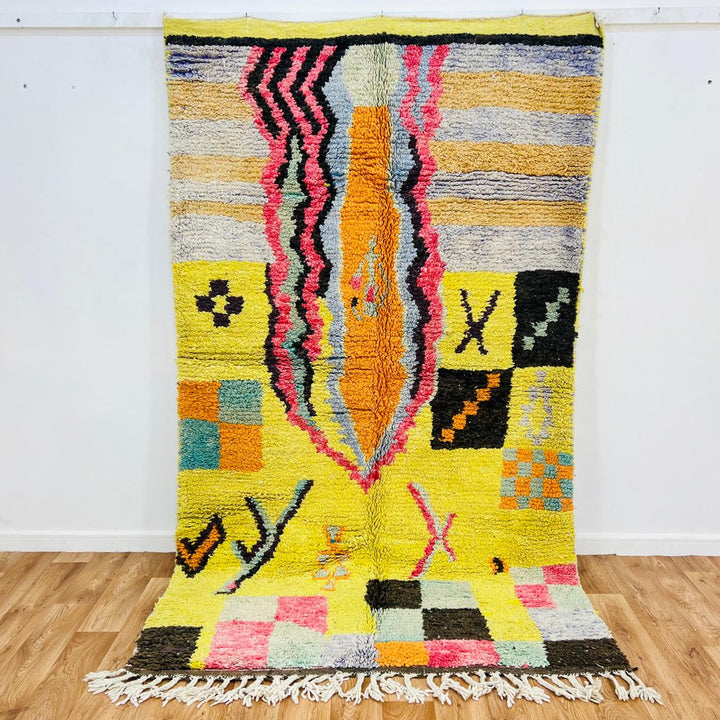 Vintage Moroccan Shag Rug – Yellow Bohemian Carpet