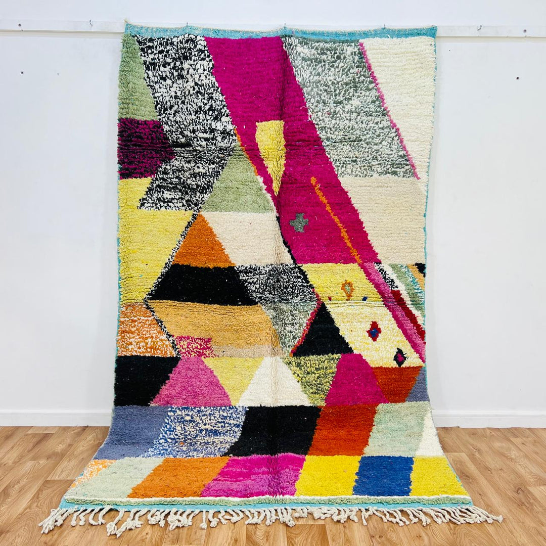 Vintage Moroccan Rug – Artistic Multicolor Berber Wool Carpet