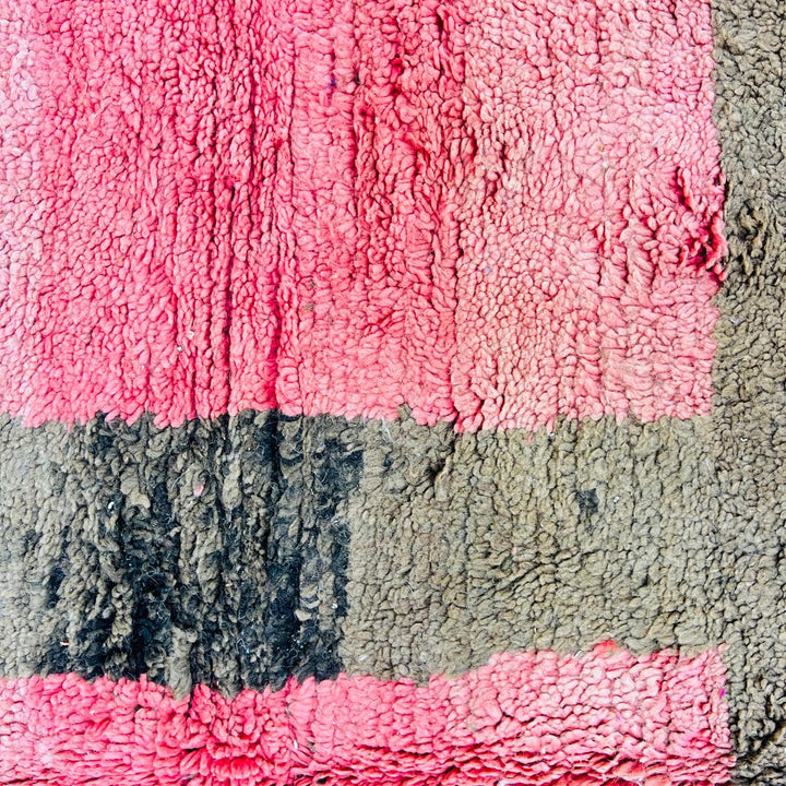 Vintage Moroccan Wool Rug – Brown &amp; Pink Abstract Design 793