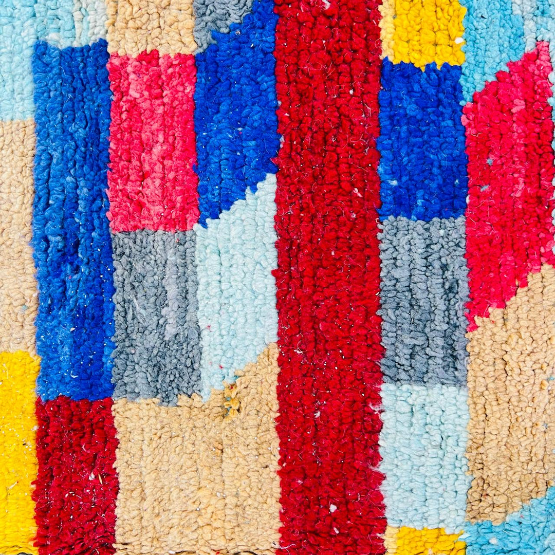 Vintage Moroccan Area Rug – Colorful Handcrafted Berber Wool Carpet