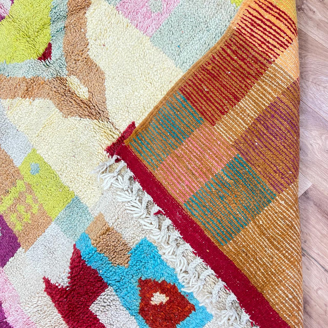 Vintage Moroccan Wool Rug – Colorful Abstract Boho Design 791