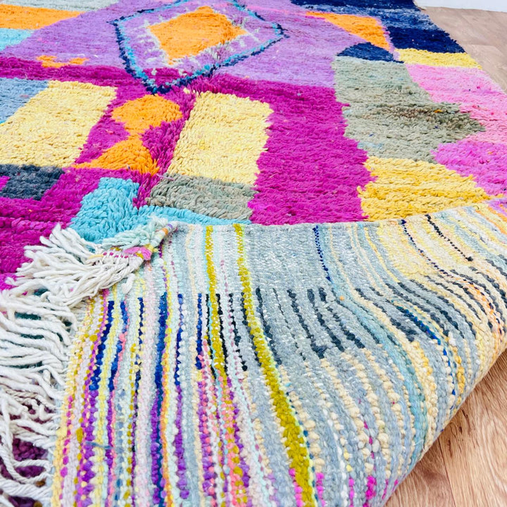 vintage moroccan rug with colorful berber diamond pattern handmade wool carpet