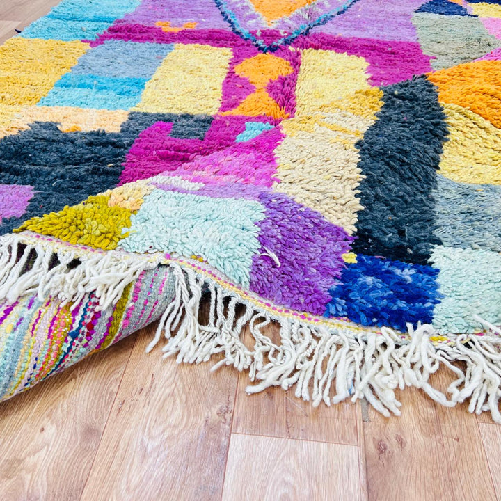 vintage moroccan rug with colorful berber diamond pattern handmade wool carpet