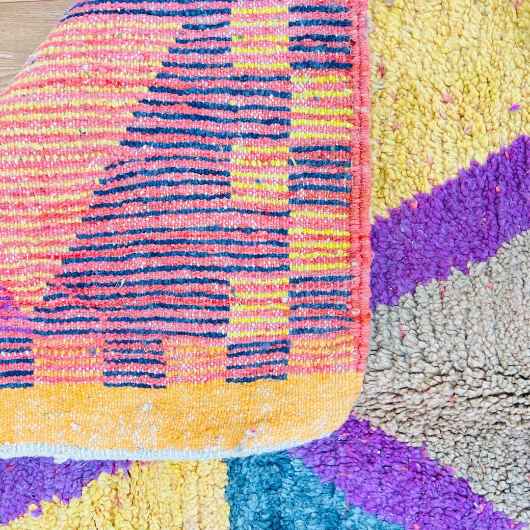 Vintage Moroccan Wool Rug – Bright Geometric Berber Design 596