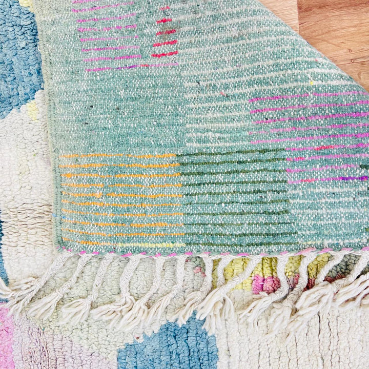 Vintage Moroccan Wool Rug – Pastel Geometric Boho Design 776