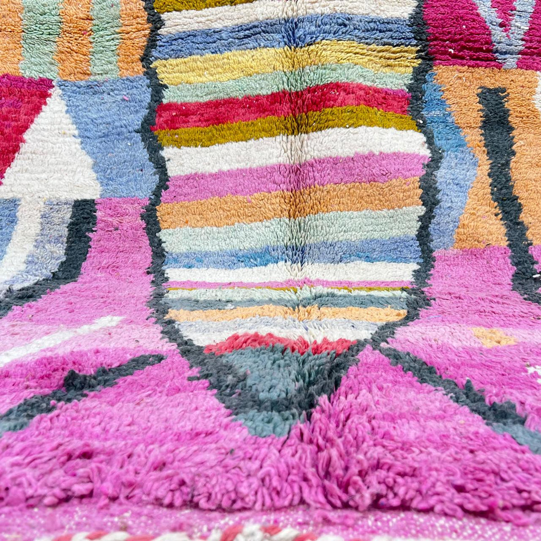 Vintage Moroccan Wool Rug – Colorful Striped Berber Carpet 840