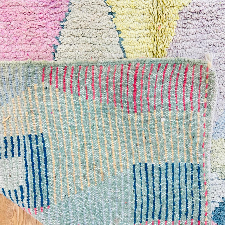 Vintage Moroccan Wool Rug – Pastel Geometric Boho Design 776