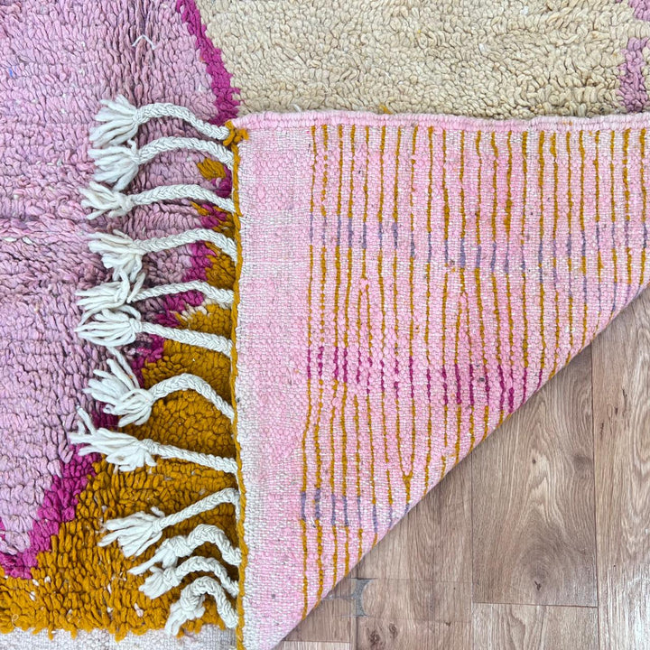 Vintage Moroccan Wool Rug – Orange & Pink Abstract Berber Carpet 732