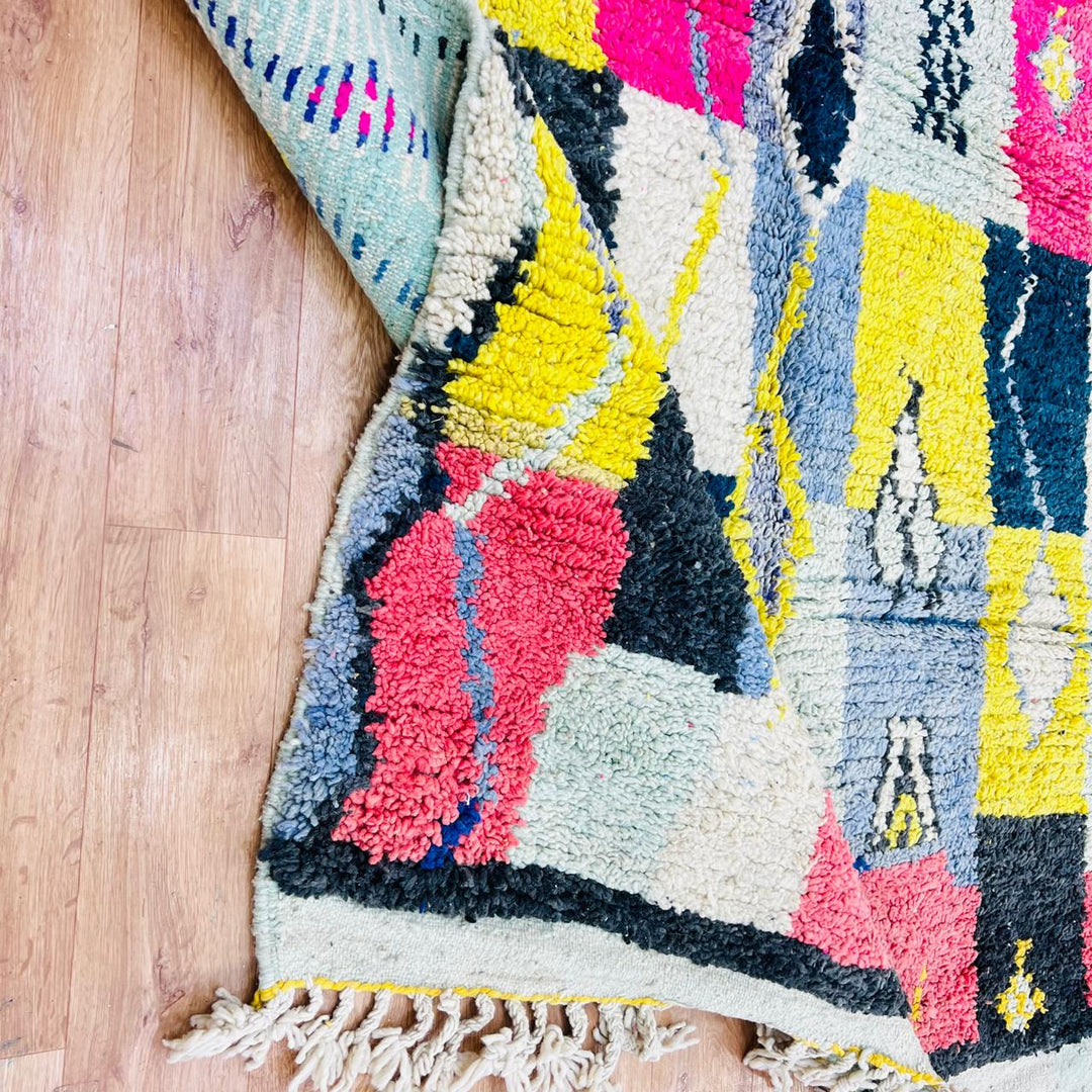 vintage moroccan berber wool rug patchwork geometric handmade