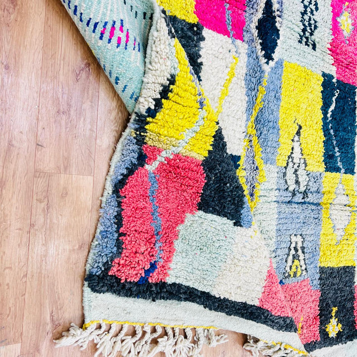 vintage moroccan berber wool rug patchwork geometric handmade