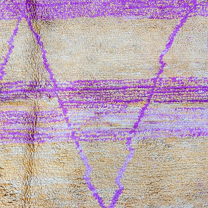 Vintage Moroccan wool rug 864 – handmade Berber carpet in pink and orange diamond pattern. 315 × 195 cm (10.33 × 6.39 ft).