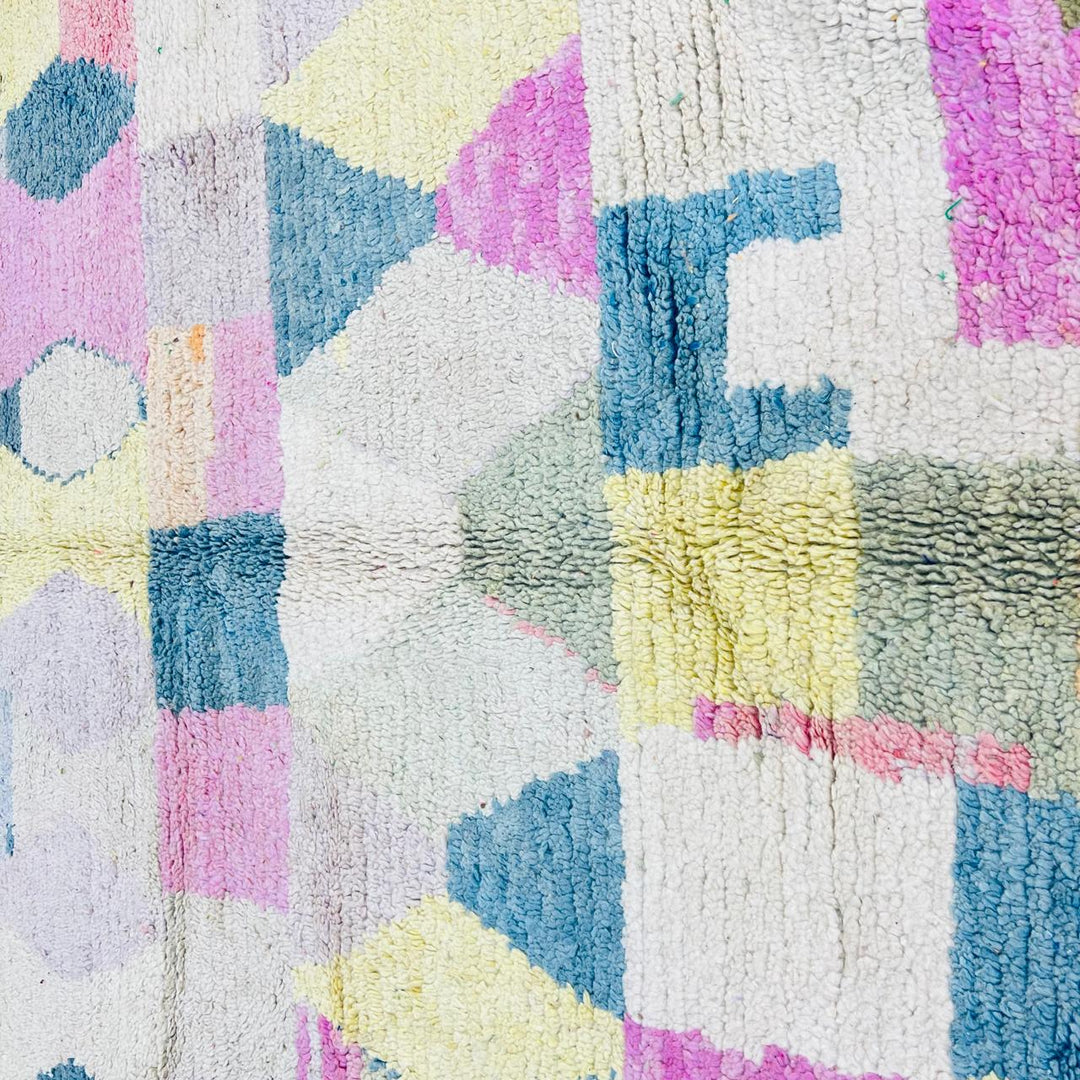 Vintage Moroccan Wool Rug – Pastel Geometric Boho Design 776