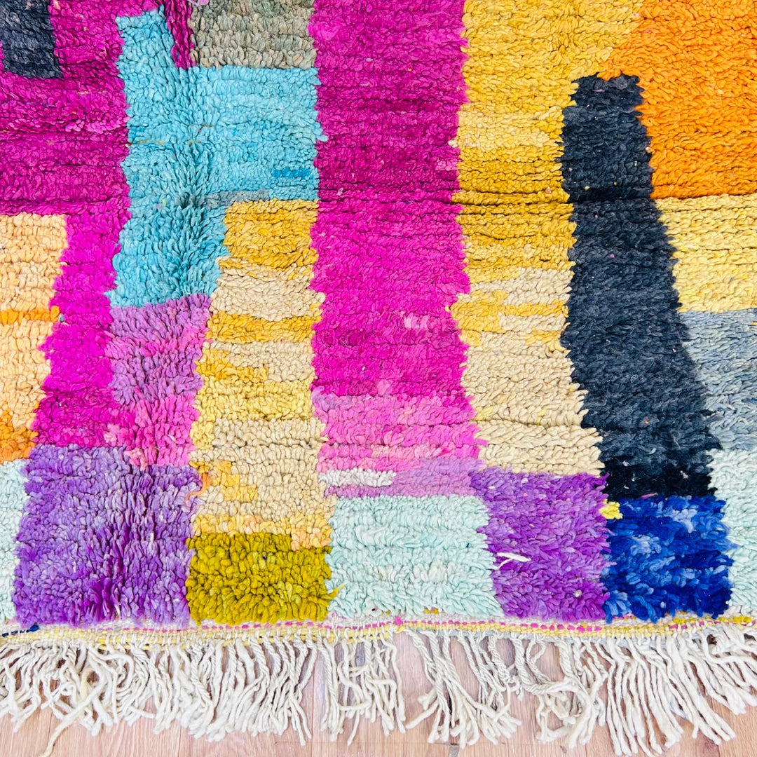 vintage moroccan rug with colorful berber diamond pattern handmade wool carpet