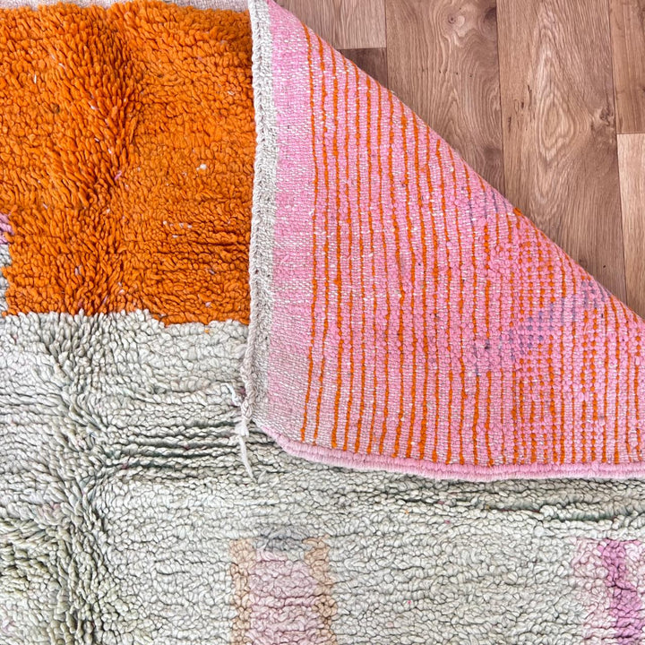 Vintage Moroccan Wool Rug – Orange & Pink Abstract Berber Carpet 732
