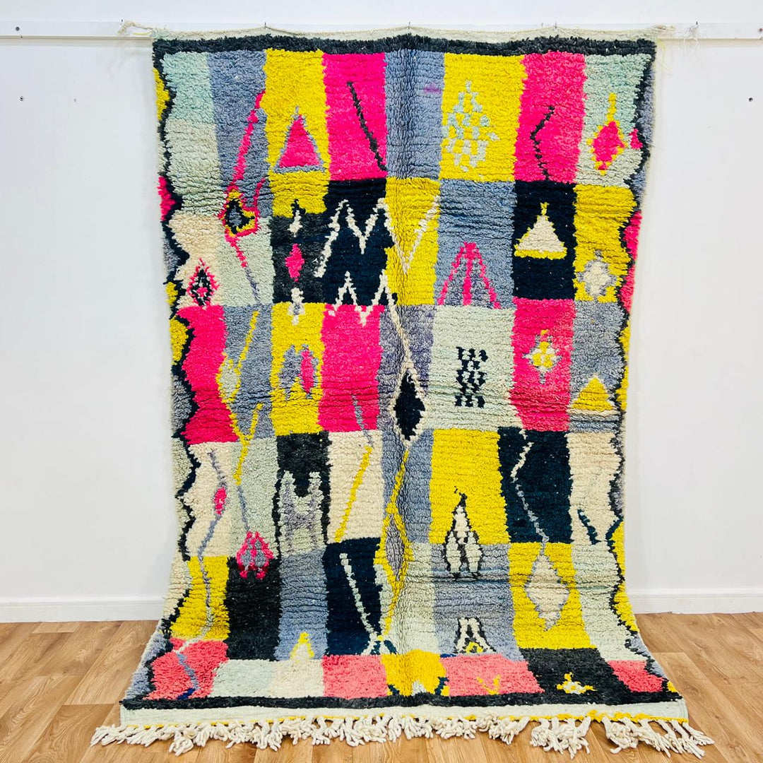 vintage moroccan berber wool rug patchwork geometric handmade