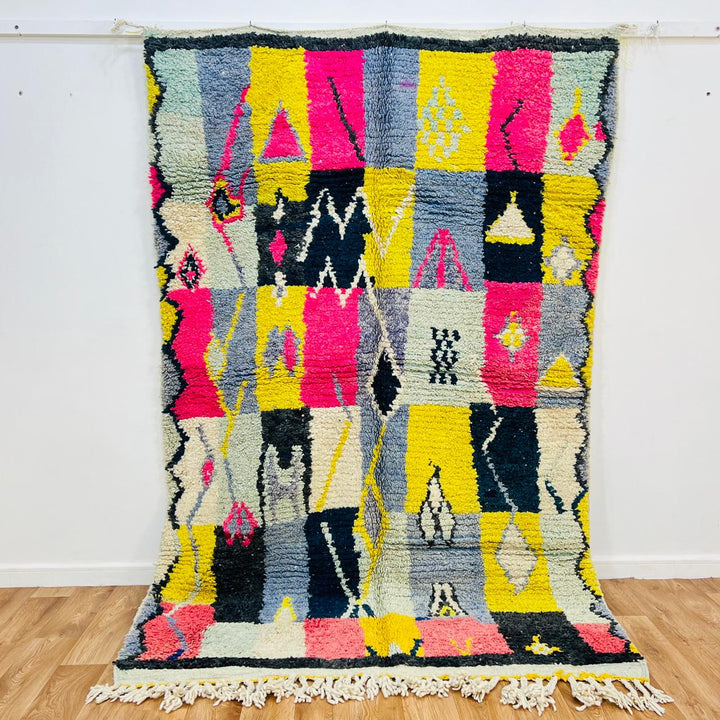 vintage moroccan berber wool rug patchwork geometric handmade
