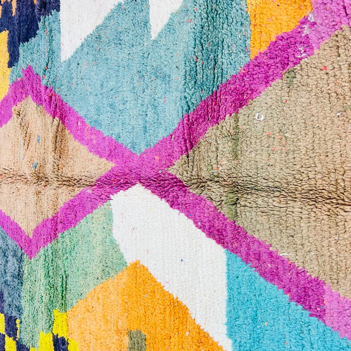 Vintage Moroccan Wool Rug – Bright Geometric Berber Design 596