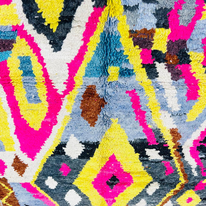 Vintage Moroccan Shag Rug – Bright Berber Design 631