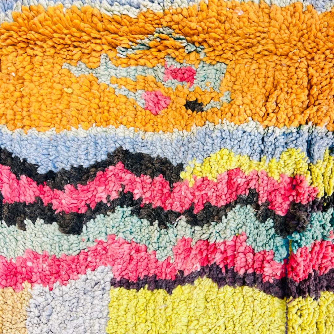 Vintage Moroccan Shag Rug – Yellow Bohemian Carpet