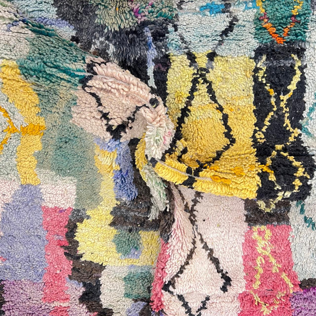 Vintage Moroccan Wool Rug 148 – handmade colorful abstract Moroccan wool rug (248 × 162 cm).