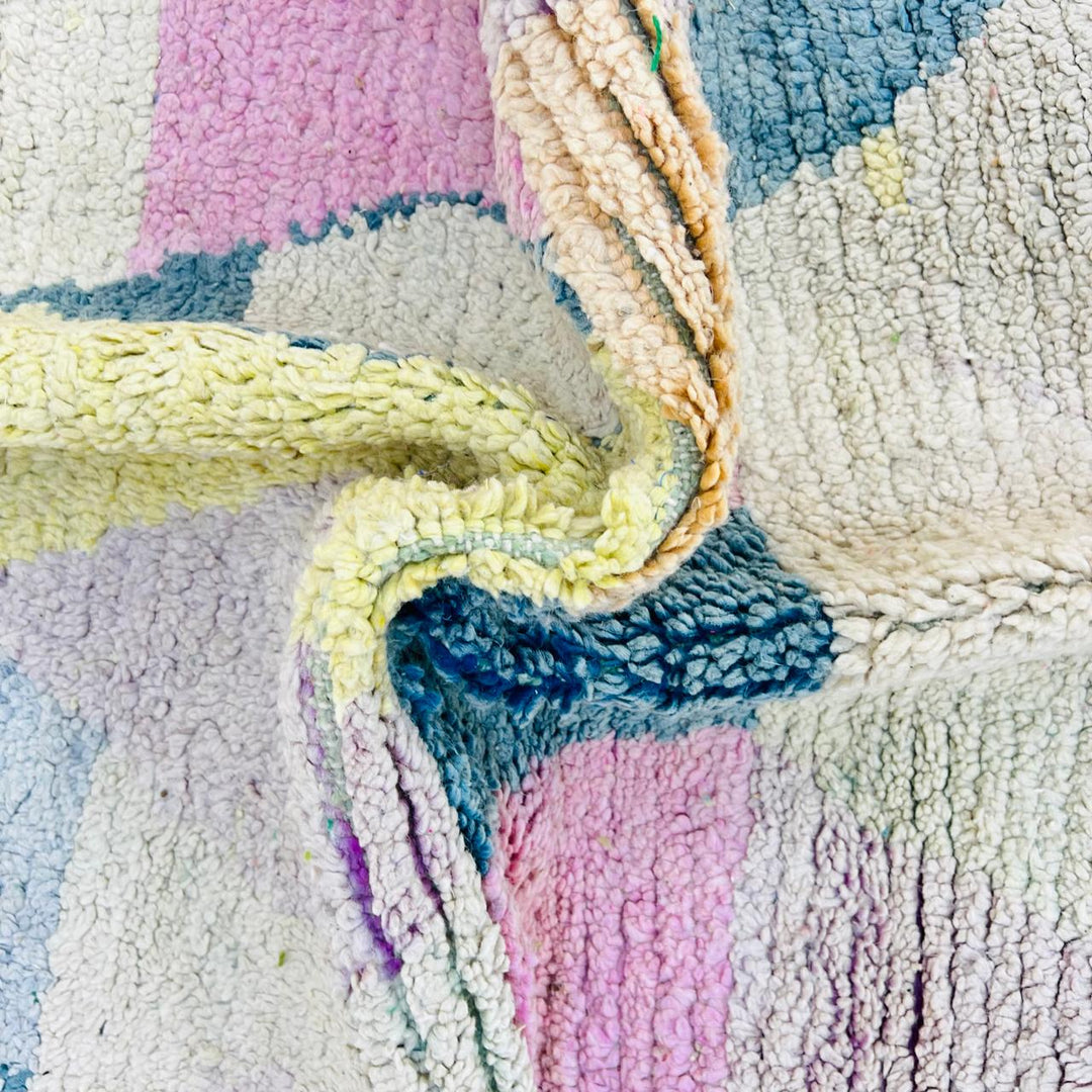 Vintage Moroccan Wool Rug – Pastel Geometric Boho Design 776