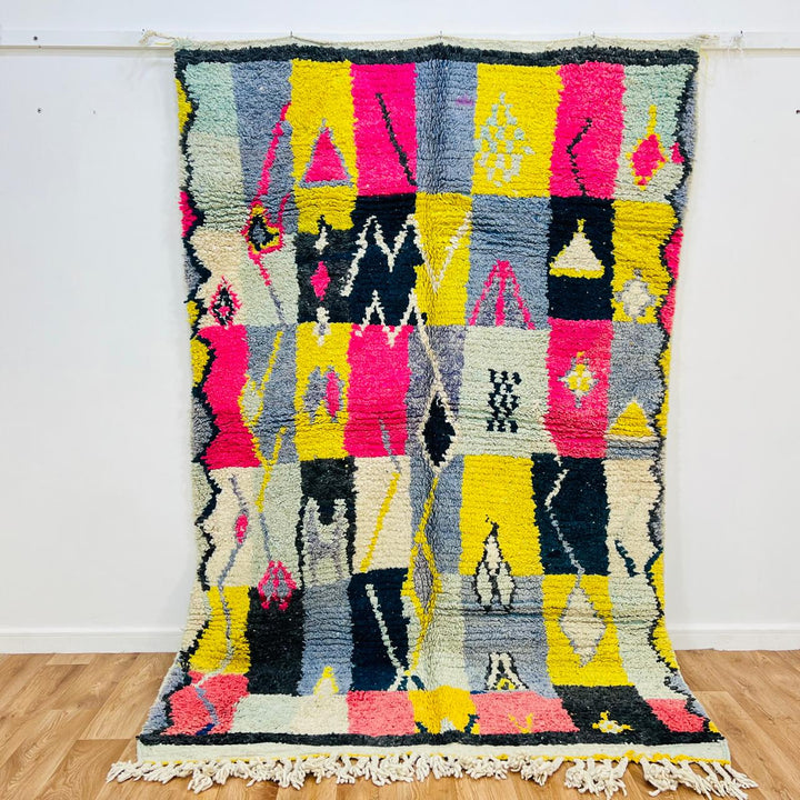 vintage moroccan berber wool rug patchwork geometric handmade
