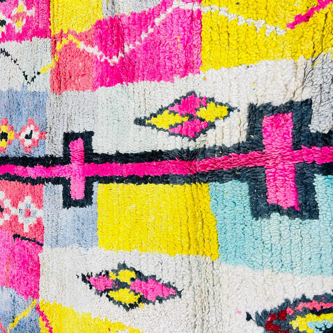 Vintage Moroccan Area Rug – Bright Geometric Berber Wool Art