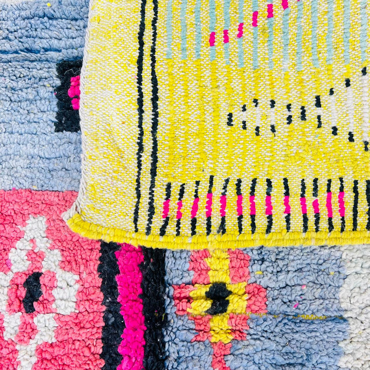 Vintage Moroccan Area Rug – Bright Geometric Berber Wool Art