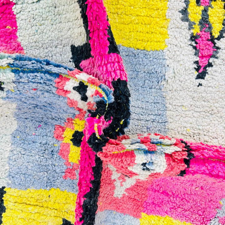 Vintage Moroccan Area Rug – Bright Geometric Berber Wool Art