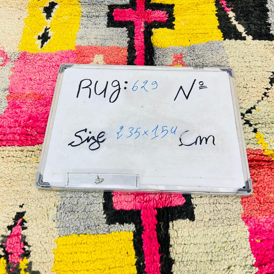 Vintage Moroccan Area Rug – Bright Geometric Berber Wool Art