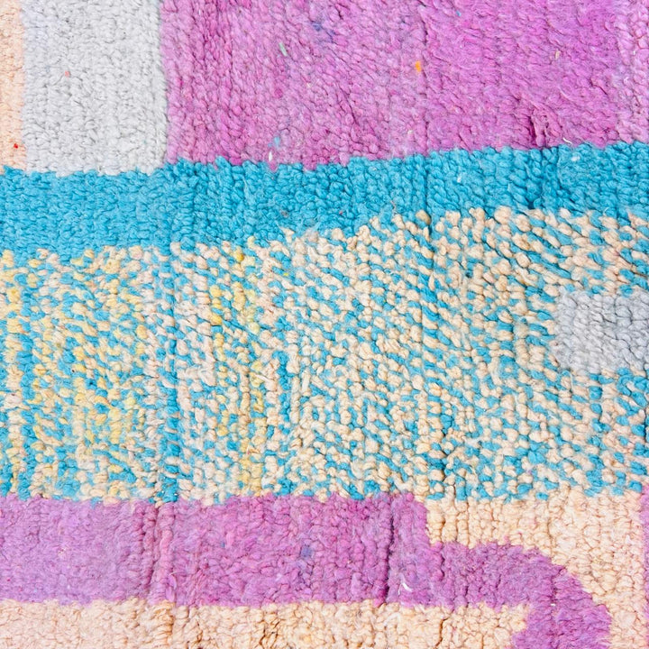 Vintage Moroccan rug handmade from pastel Berber wool with soft geometric design, 247x158 cm