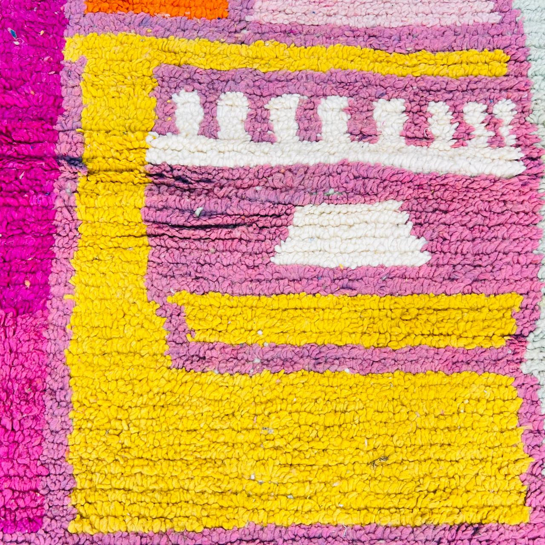 Vintage Moroccan rug handmade from geometric Berber wool design in soft earthy colors, 254x160 cm