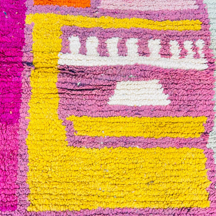 Vintage Moroccan rug handmade from geometric Berber wool design in soft earthy colors, 254x160 cm