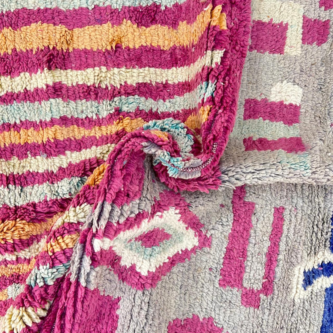 vintage moroccan wool rug with colorful berber geometric pattern 234x160 cm handmade tribal carpet