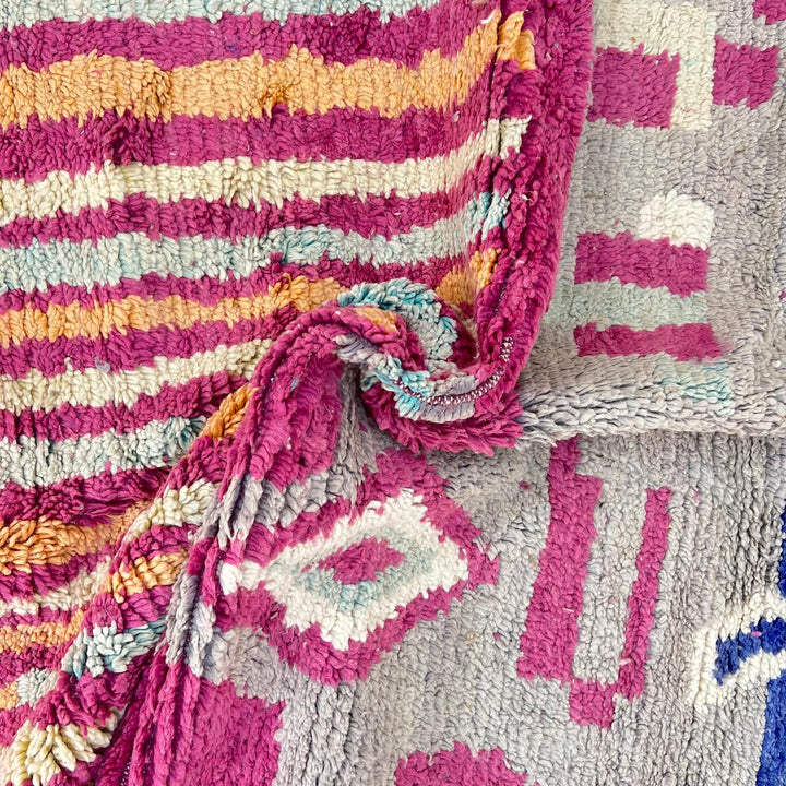 vintage moroccan wool rug with colorful berber geometric pattern 234x160 cm handmade tribal carpet