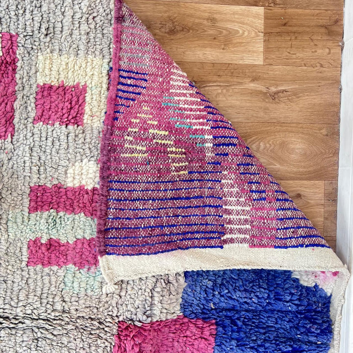 vintage moroccan wool rug with colorful berber geometric pattern 234x160 cm handmade tribal carpet