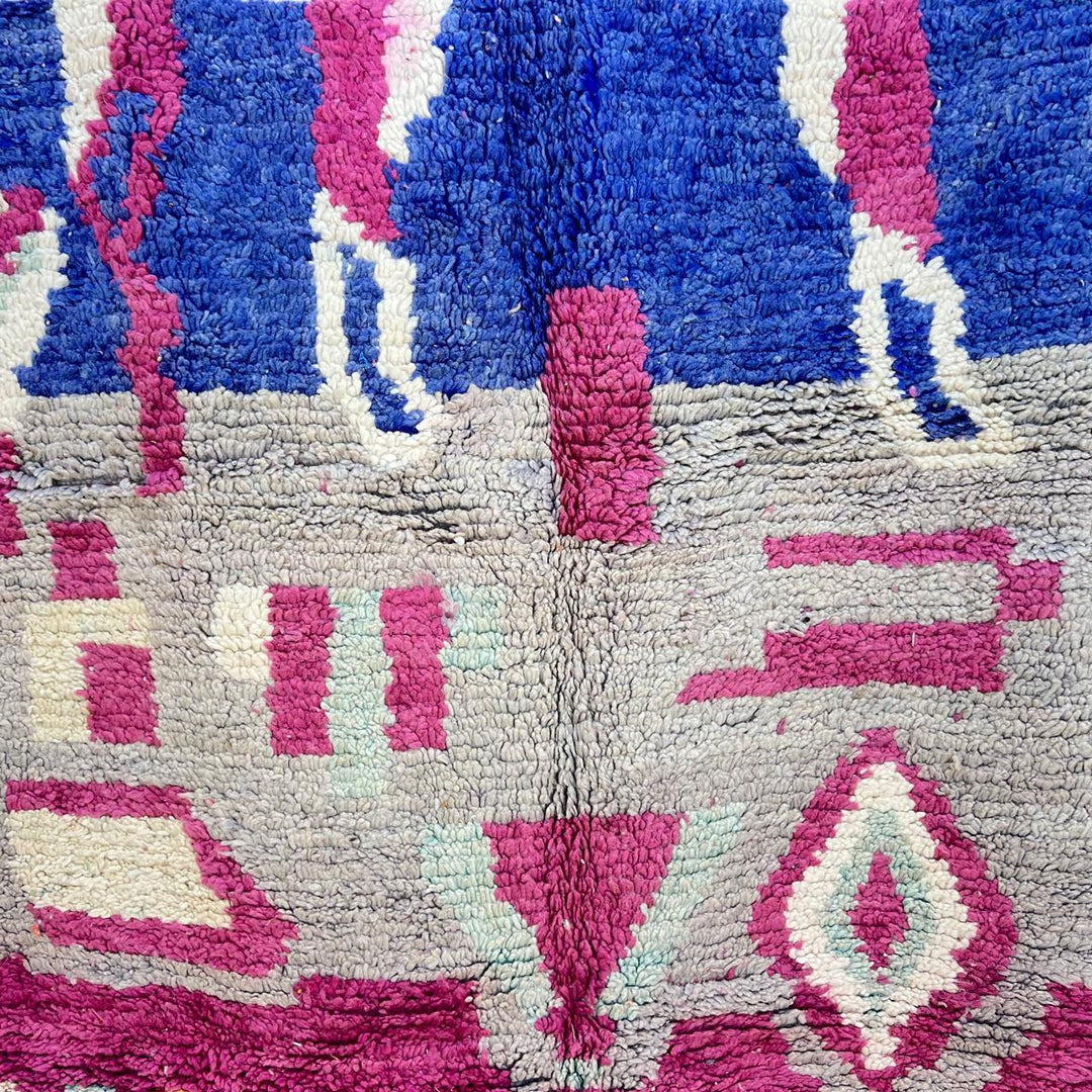 vintage moroccan wool rug with colorful berber geometric pattern 234x160 cm handmade tribal carpet