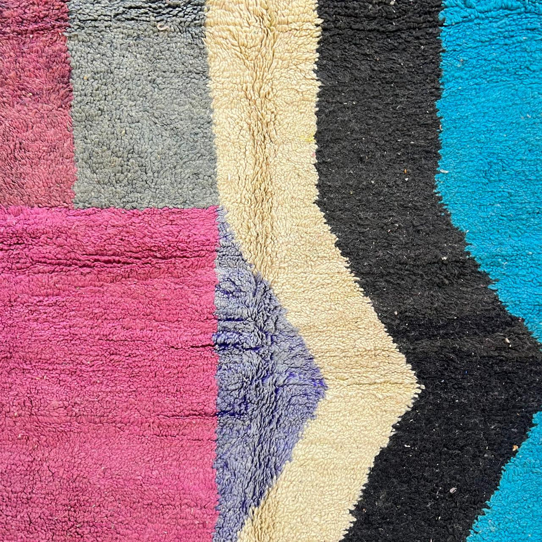 vintage moroccan wool rug color block berber geometric pattern 256x150 cm handmade tribal carpet
