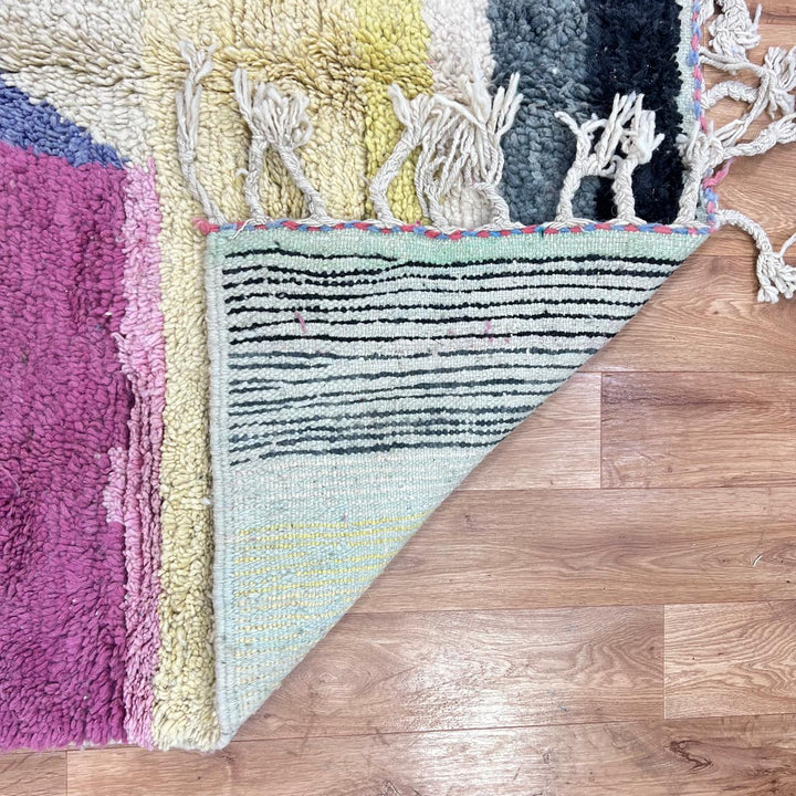 vintage moroccan wool rug color block berber geometric pattern 256x150 cm handmade tribal carpet