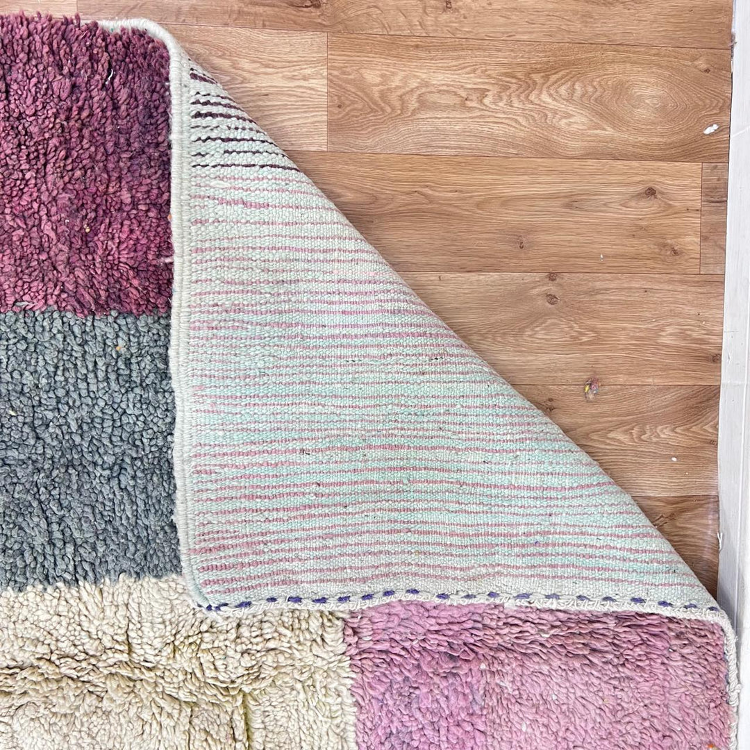 vintage moroccan wool rug color block berber geometric pattern 256x150 cm handmade tribal carpet