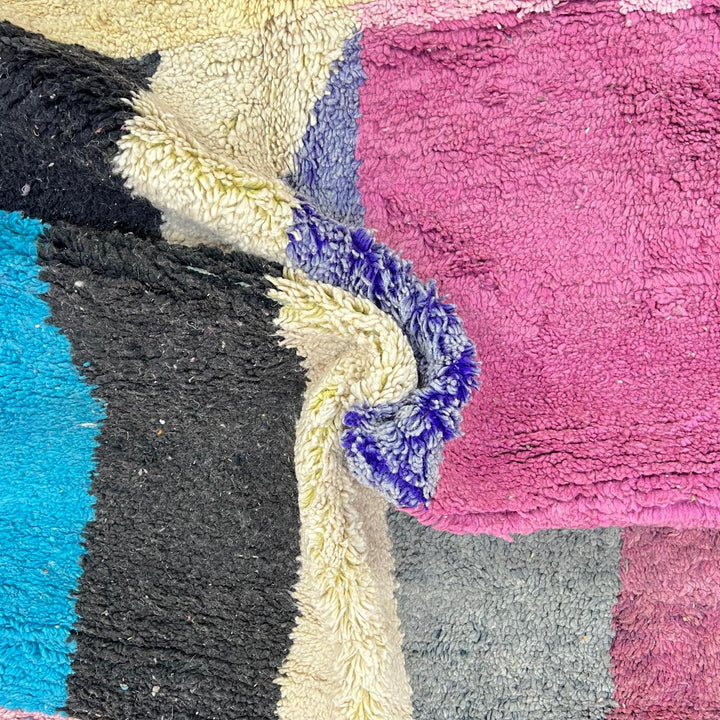 vintage moroccan wool rug color block berber geometric pattern 256x150 cm handmade tribal carpet