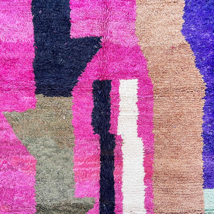 vintage pink moroccan berber wool rug with abstract geometric design 302 x 210 cm